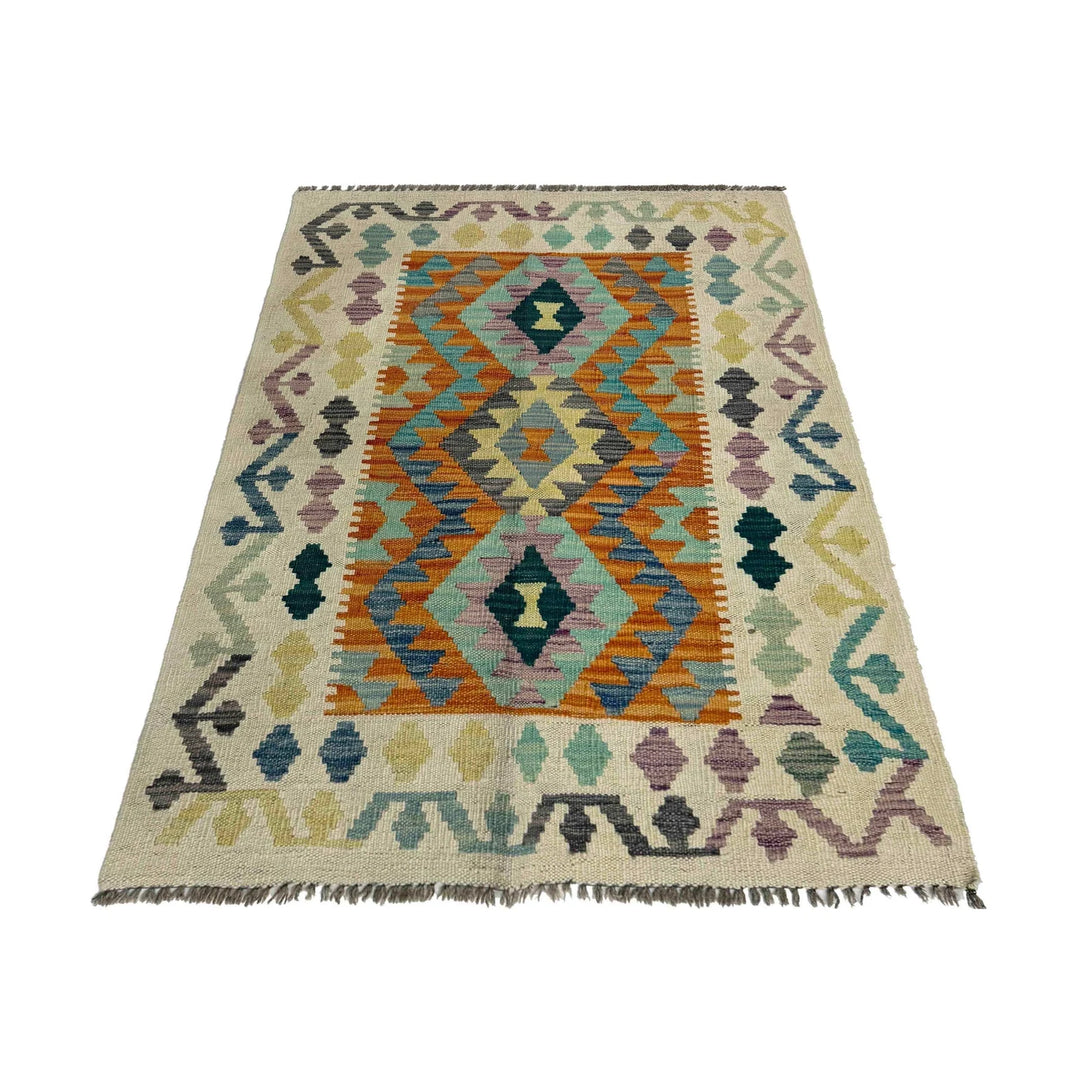 Afghan Vegetable Kilim Rug 2' 7" x 4' 0" Flat-Weave | No. AL609988