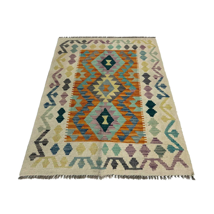 Afghan Vegetable Kilim Rug 2' 7" x 4' 0" Flat-Weave | No. AL609988