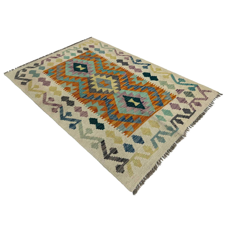 Afghan Vegetable Kilim Rug 2' 7" x 4' 0" Flat-Weave | No. AL609988