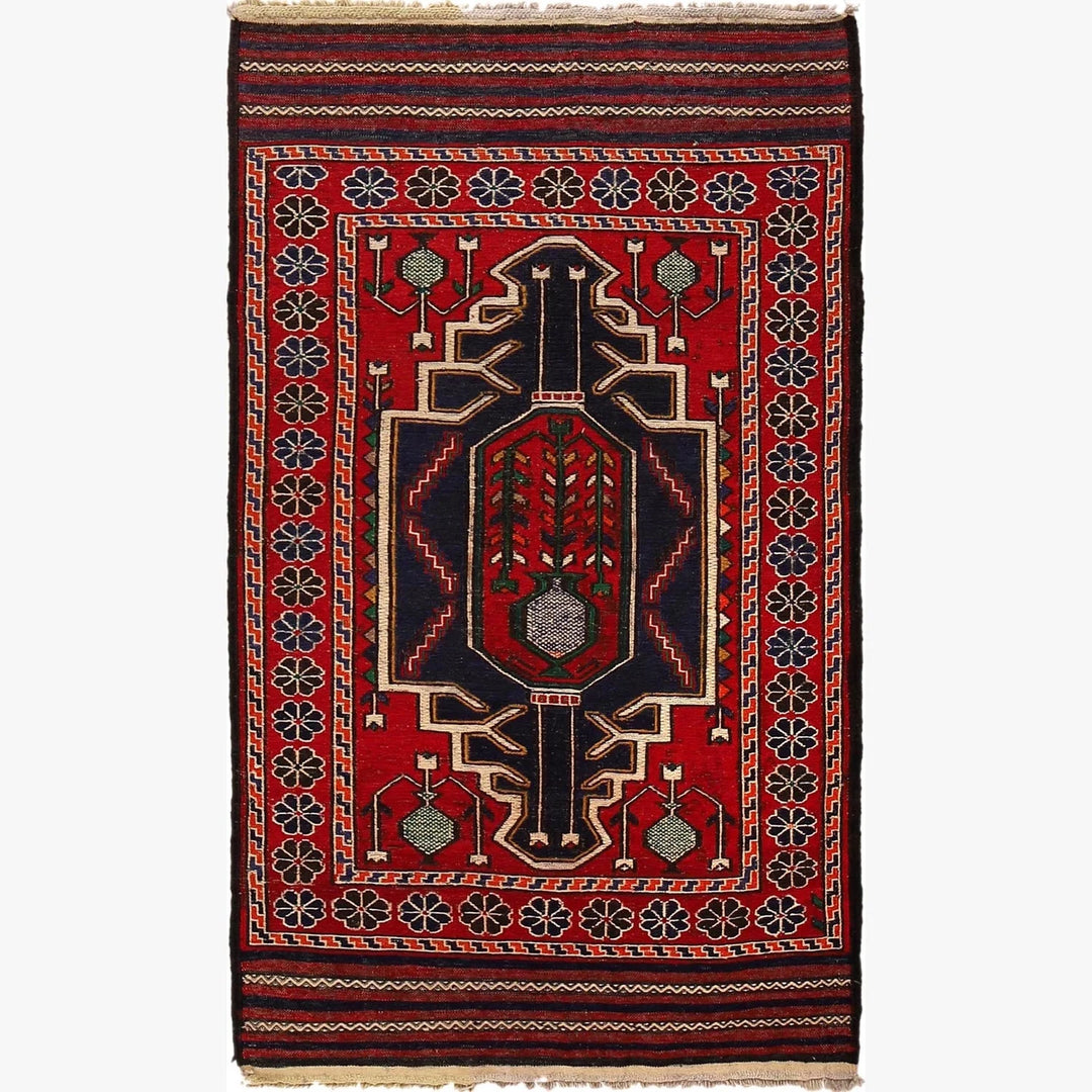 Red Afghan Kilim Rug 2' 8" x 4' 8" Flat-Weave | No. AL61029