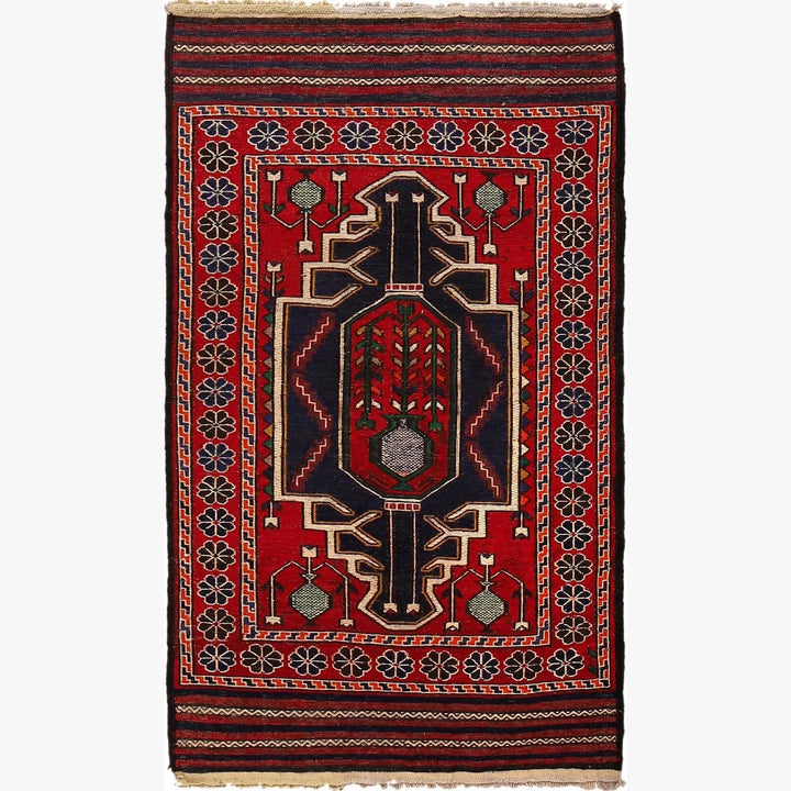 Red Afghan Kilim Rug 2' 8" x 4' 8" Flat-Weave | No. AL61029