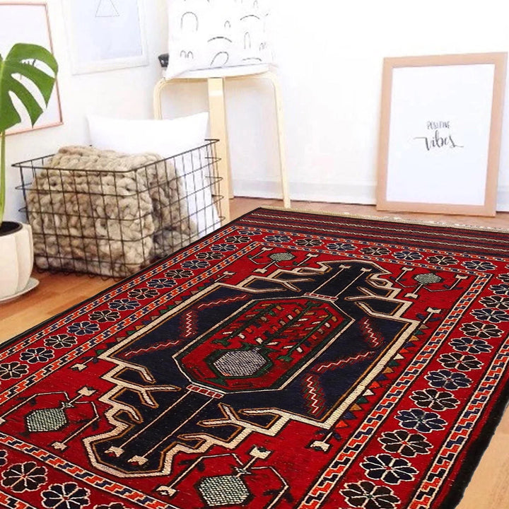 Red Afghan Kilim Rug 2' 8" x 4' 8" Flat-Weave | No. AL61029