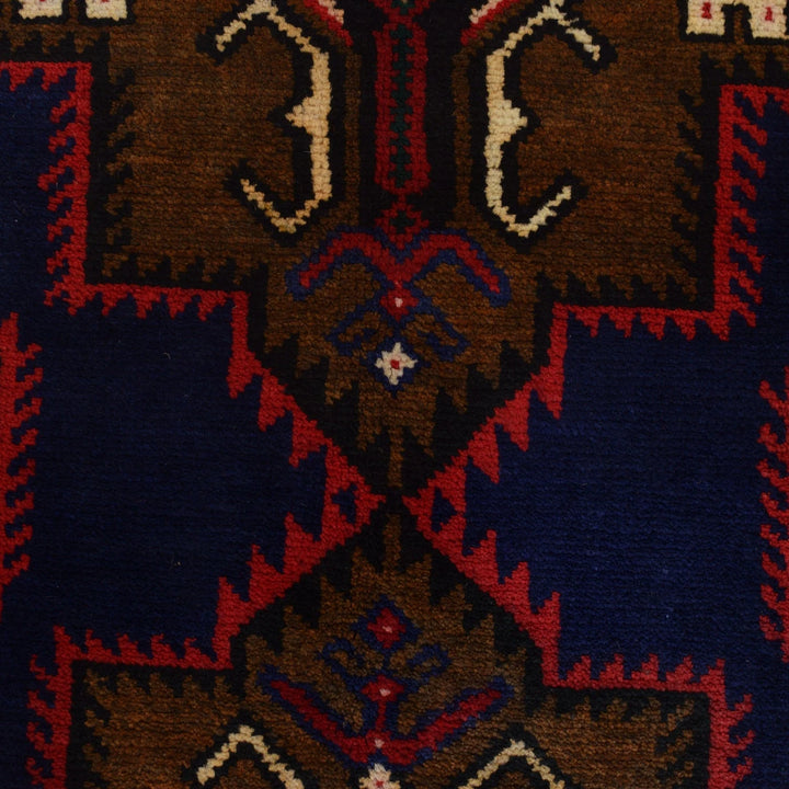 Blue Afghan Baluchi Rug 3' 9" x 5' 11" Hand-Knotted | No. AL61124