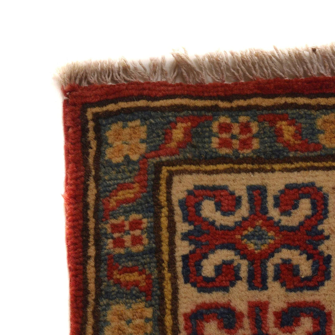 Red Afghan Kazak Rug 3' 3" x 4' 8" Hand-Knotted | No. AL61132