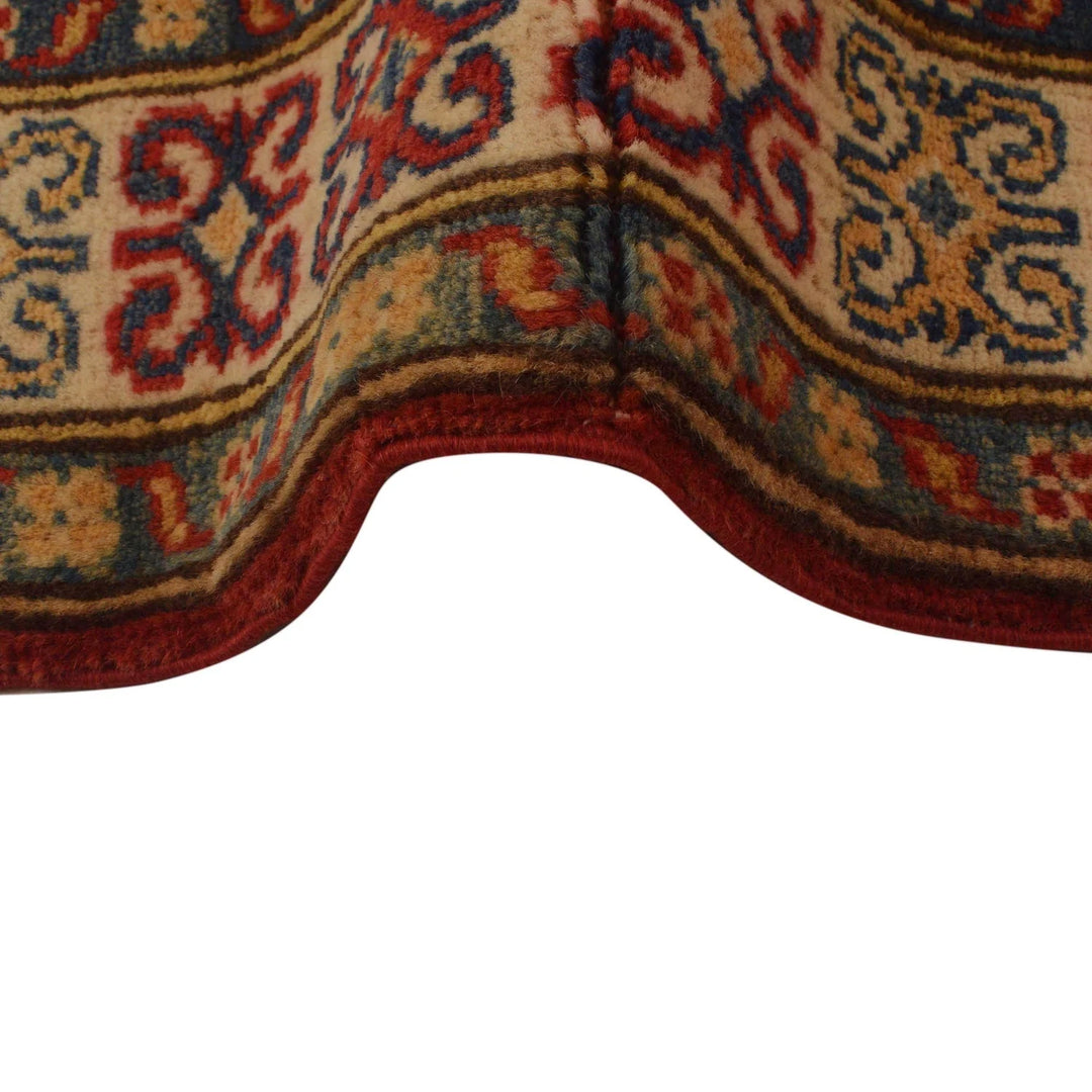 Red Afghan Kazak Rug 3' 3" x 4' 8" Hand-Knotted | No. AL61132