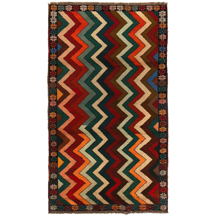 Afghan Baluchi Rug 3'7" x 6'4" Hand-Knotted | No. AL61279