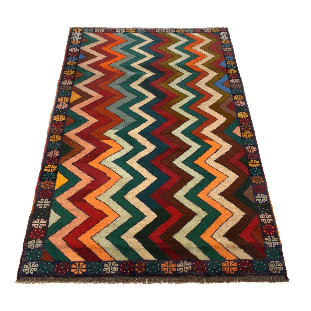Afghan Baluchi Rug 3'7" x 6'4" Hand-Knotted | No. AL61279
