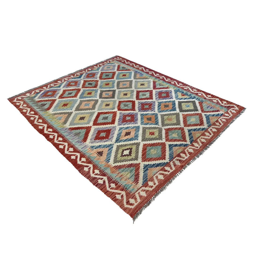 Afghan Vegetable Kilim Rug 4' 11" x 6' 8" Flat-Weave | No. AL61283