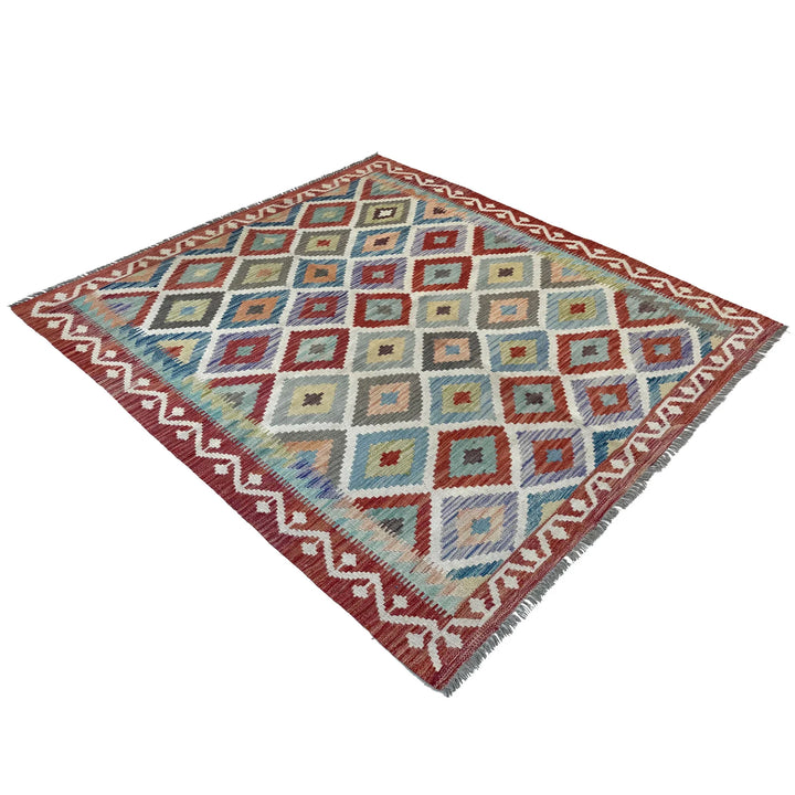 Afghan Vegetable Kilim Rug 4' 11" x 6' 8" Flat-Weave | No. AL61283