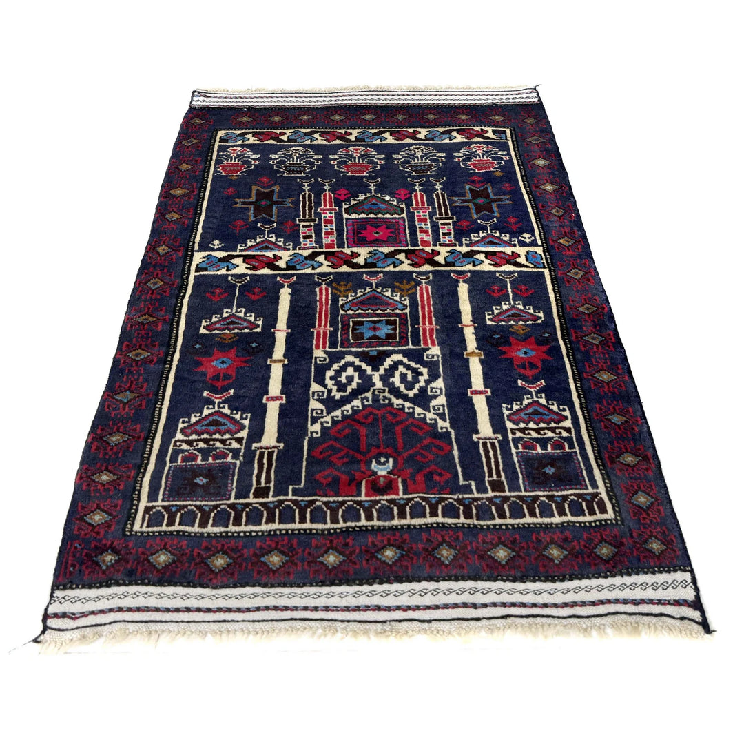Multicolor Afghan Prayer Rug Rug 2' 4" x 3' 5" Hand-Knotted | No. AL61399