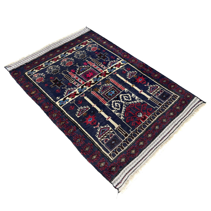 Multicolor Afghan Prayer Rug Rug 2' 4" x 3' 5" Hand-Knotted | No. AL61399