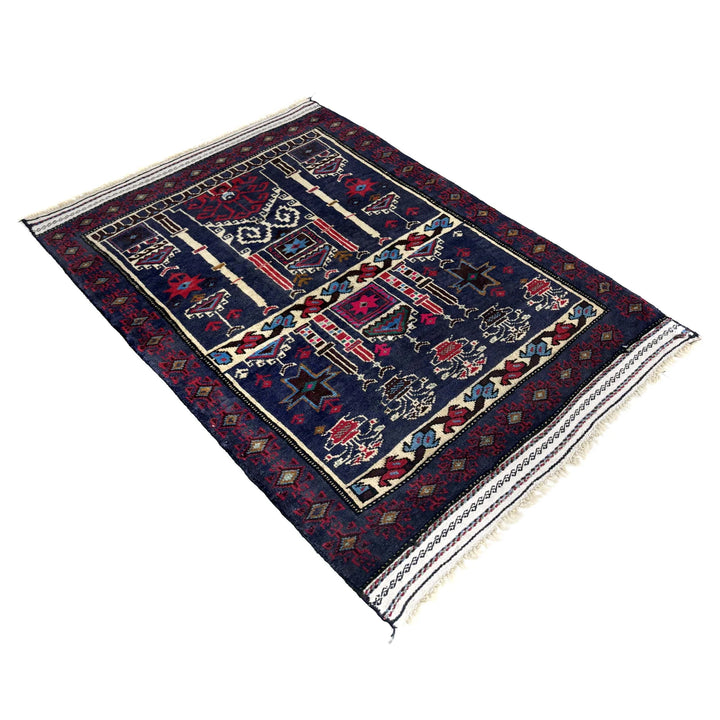 Multicolor Afghan Prayer Rug Rug 2' 4" x 3' 5" Hand-Knotted | No. AL61399