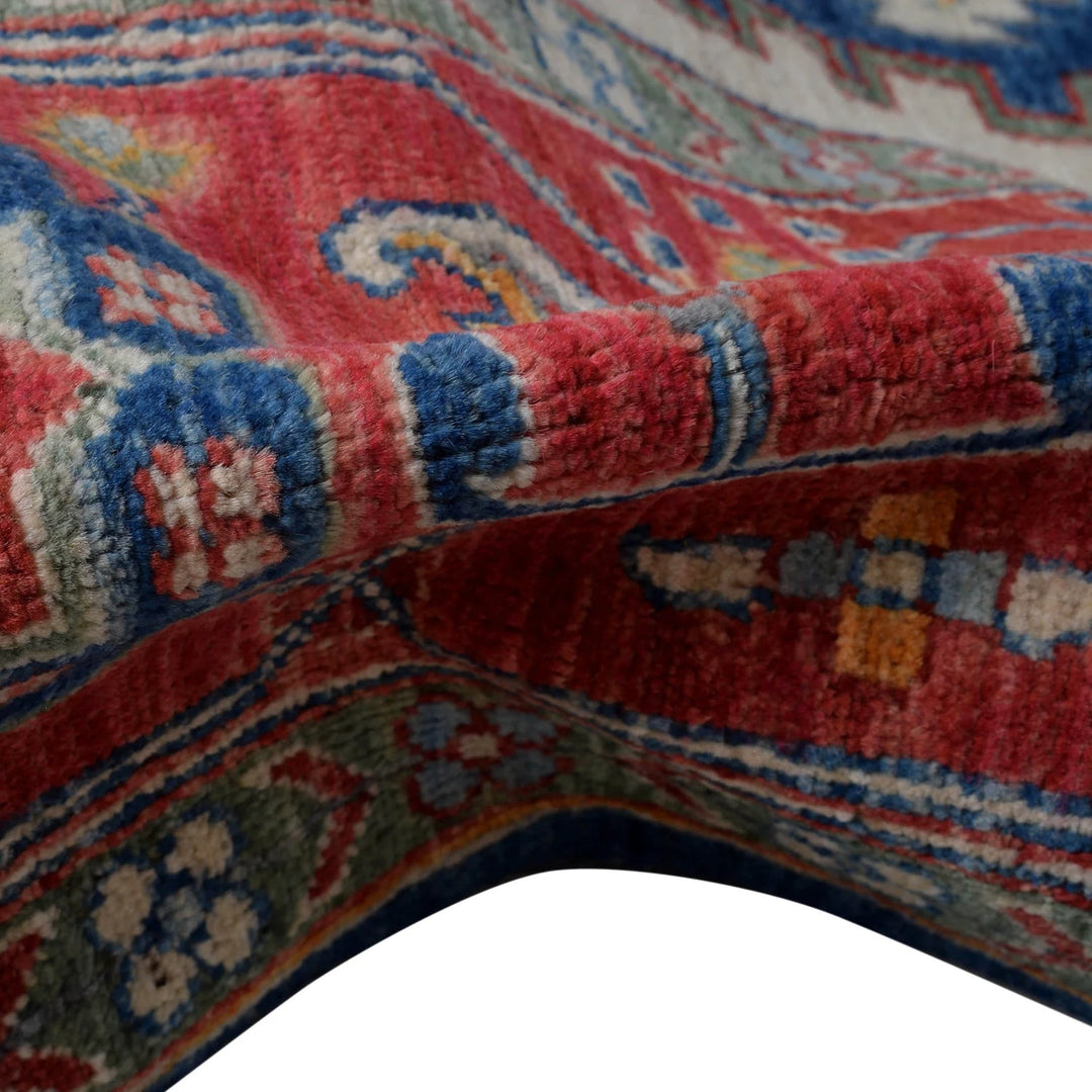 Blue Afghan Heriz Rug 6' 6" x 9' 9" Hand-Knotted | No. AL61403
