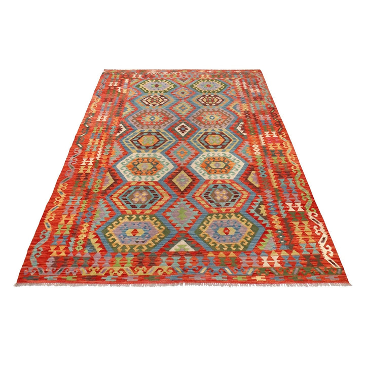 Afghan Kilim Rug 6' 7" x 9' 9" Flat-Weave | No. AL61432