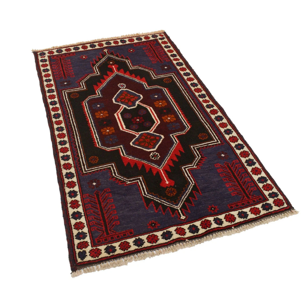 Afghan Baluchi Rug 2' 11" x 4' 11" Hand-Knotted | No. AL61451