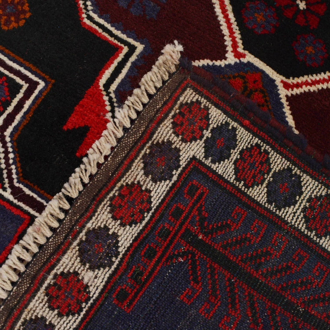 Afghan Baluchi Rug 2' 11" x 4' 11" Hand-Knotted | No. AL61451