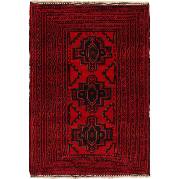 Afghan Baluchi Rug 4' 1" x 6' 1" Hand-Knotted | No. AL61467
