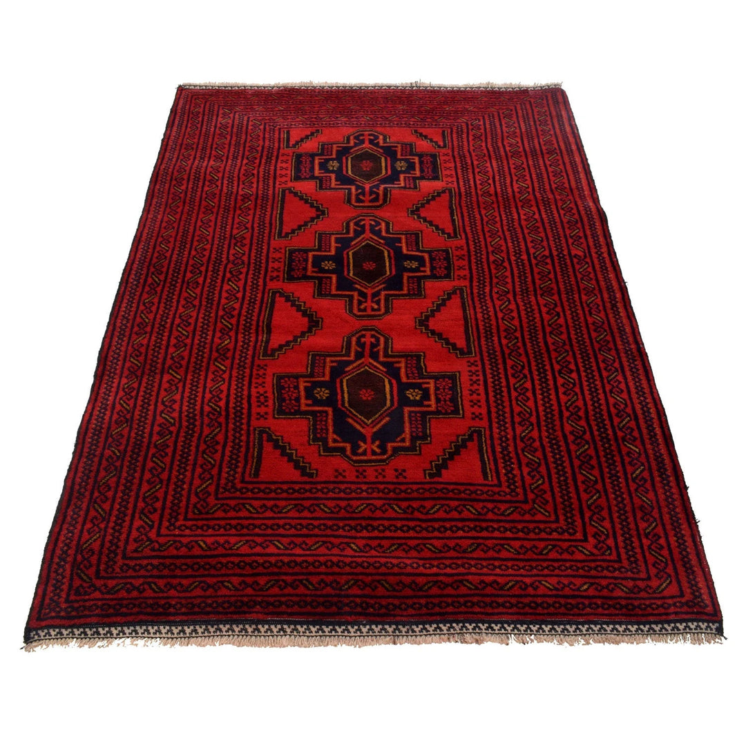 Afghan Baluchi Rug 4' 1" x 6' 1" Hand-Knotted | No. AL61467