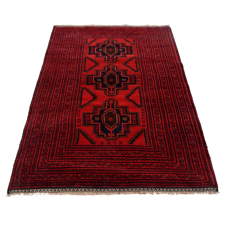 Afghan Baluchi Rug 4' 1" x 6' 1" Hand-Knotted | No. AL61467