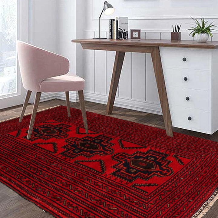 Afghan Baluchi Rug 4' 1" x 6' 1" Hand-Knotted | No. AL61467