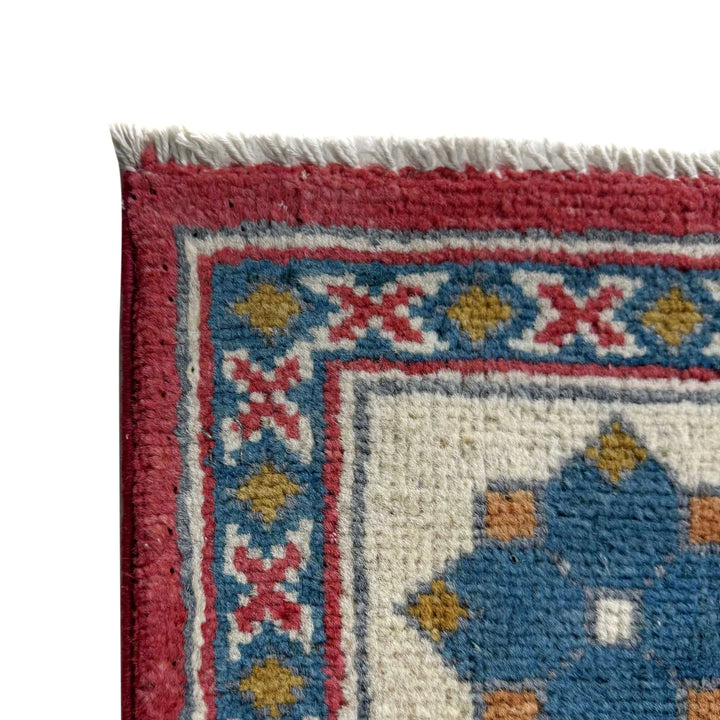Red Afghan Kazak Rug 5' 0" x 6' 6" Hand-Knotted | No. AL61472
