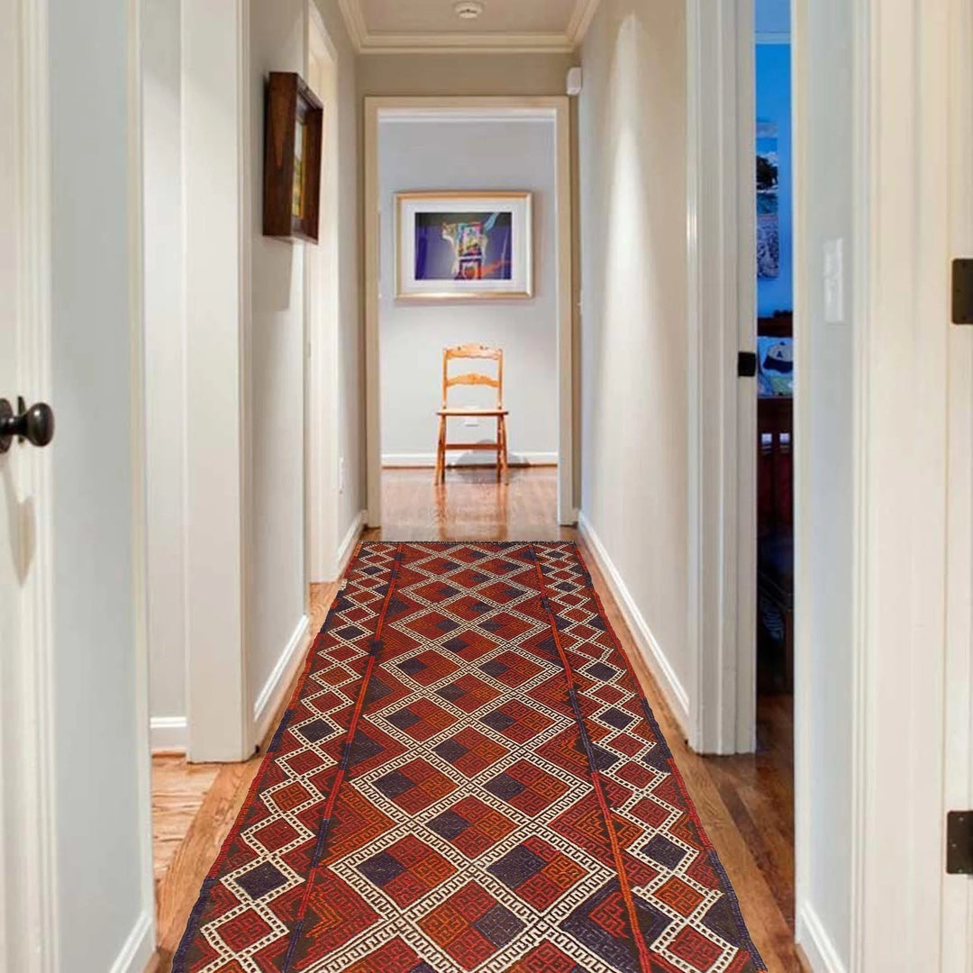 Afghan Suzani Kilim Rug 2' 8" x 8' 5" Flat-Weave | No. AL61504