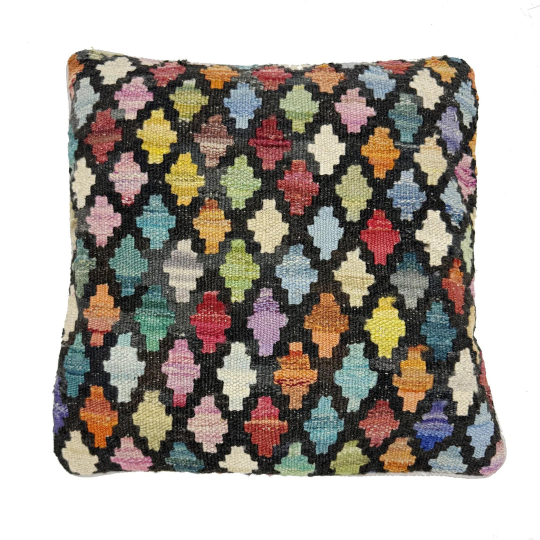 Afghan Geometric Cushion 1' 5" x 1' 4" Hand-Knotted | No. AL615241