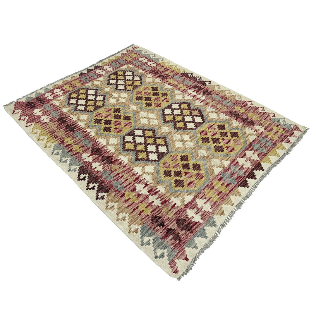Afghan Vegetable Kilim Rug 5' 0" x 6' 5" Flat-Weave | No. AL615450