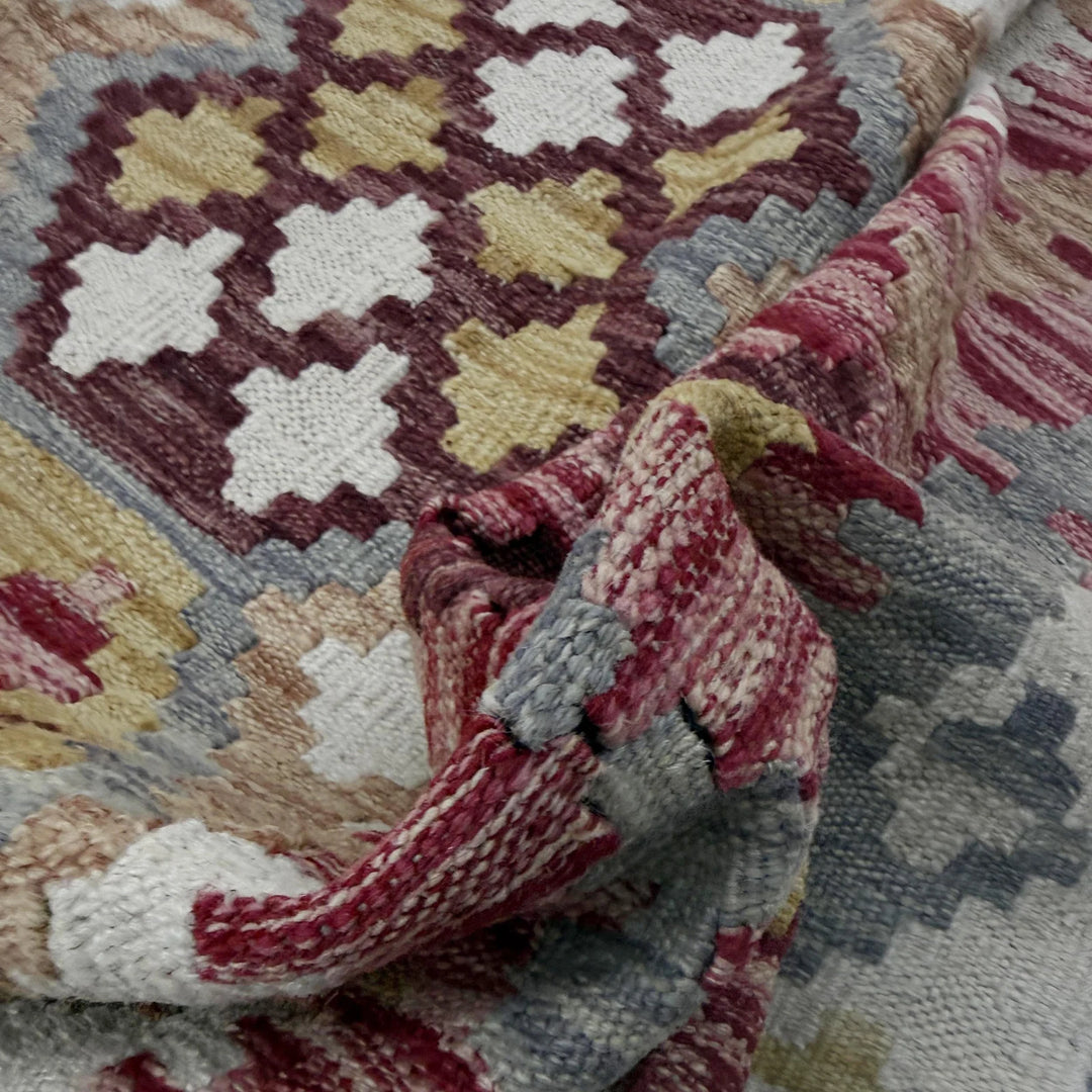 Afghan Vegetable Kilim Rug 5' 0" x 6' 5" Flat-Weave | No. AL615450