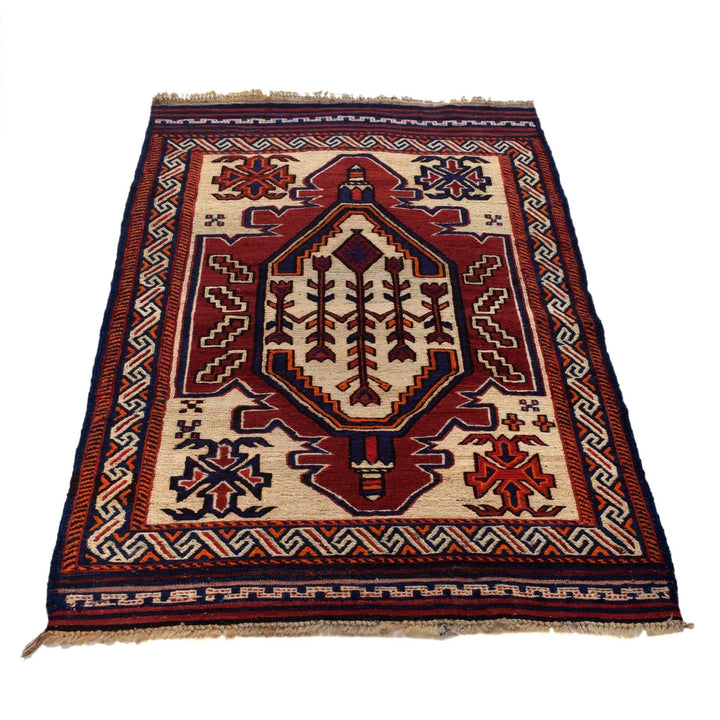 Beige Afghan Kilim Rug 2' 12" x 4' 8" Flat-Weave | No. AL61548