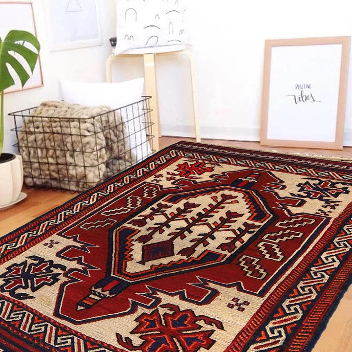 Beige Afghan Kilim Rug 2' 12" x 4' 8" Flat-Weave | No. AL61548