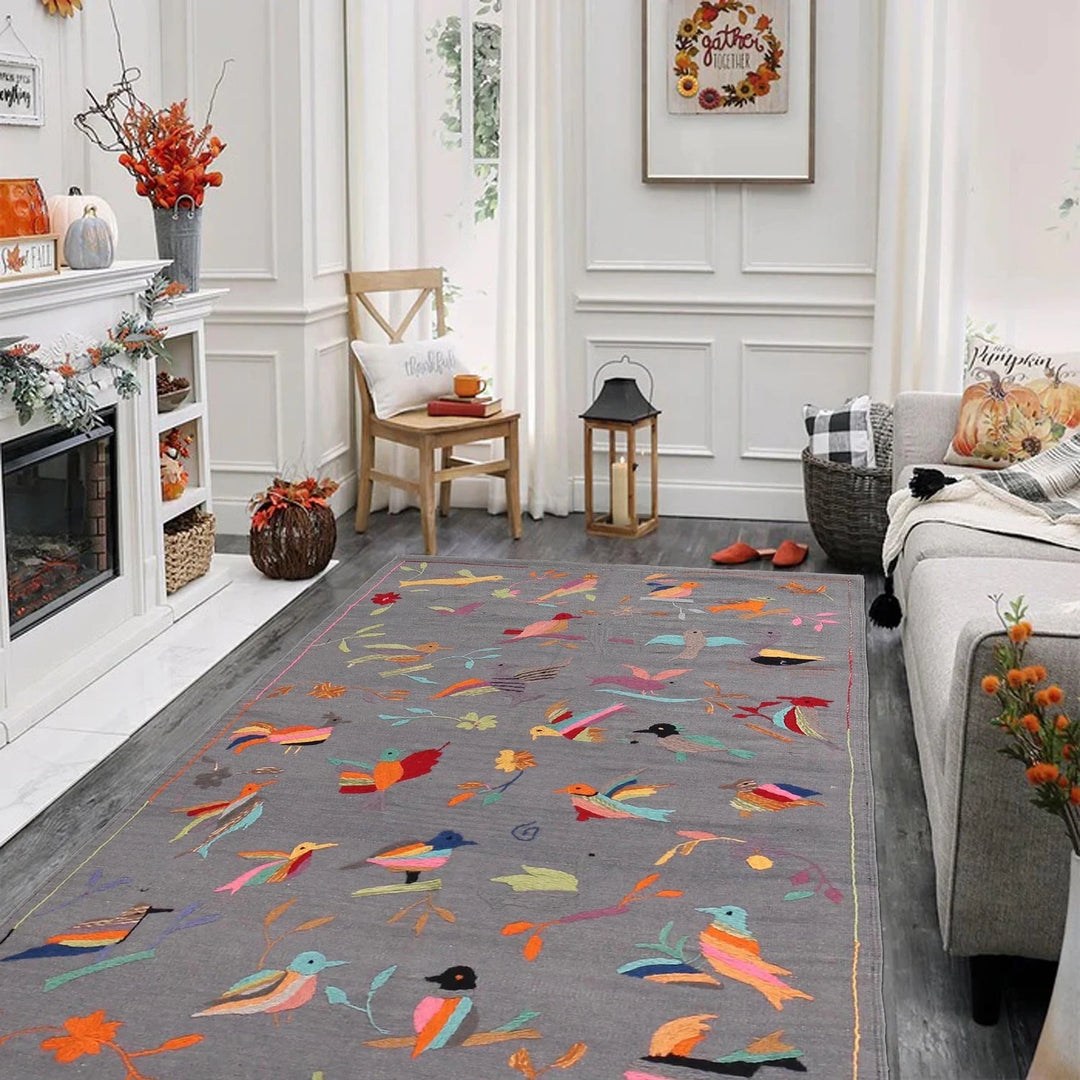 Gray Afghan Kilim Rug 3' 11" x 6' 5" Flat-Weave | No. AL61566