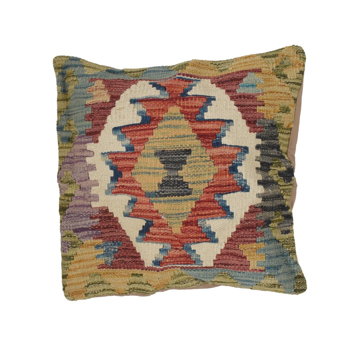 Afghan Kilim Cushion Cover 1' 5" x 1' 5" Flat-Weave | No. AL61626