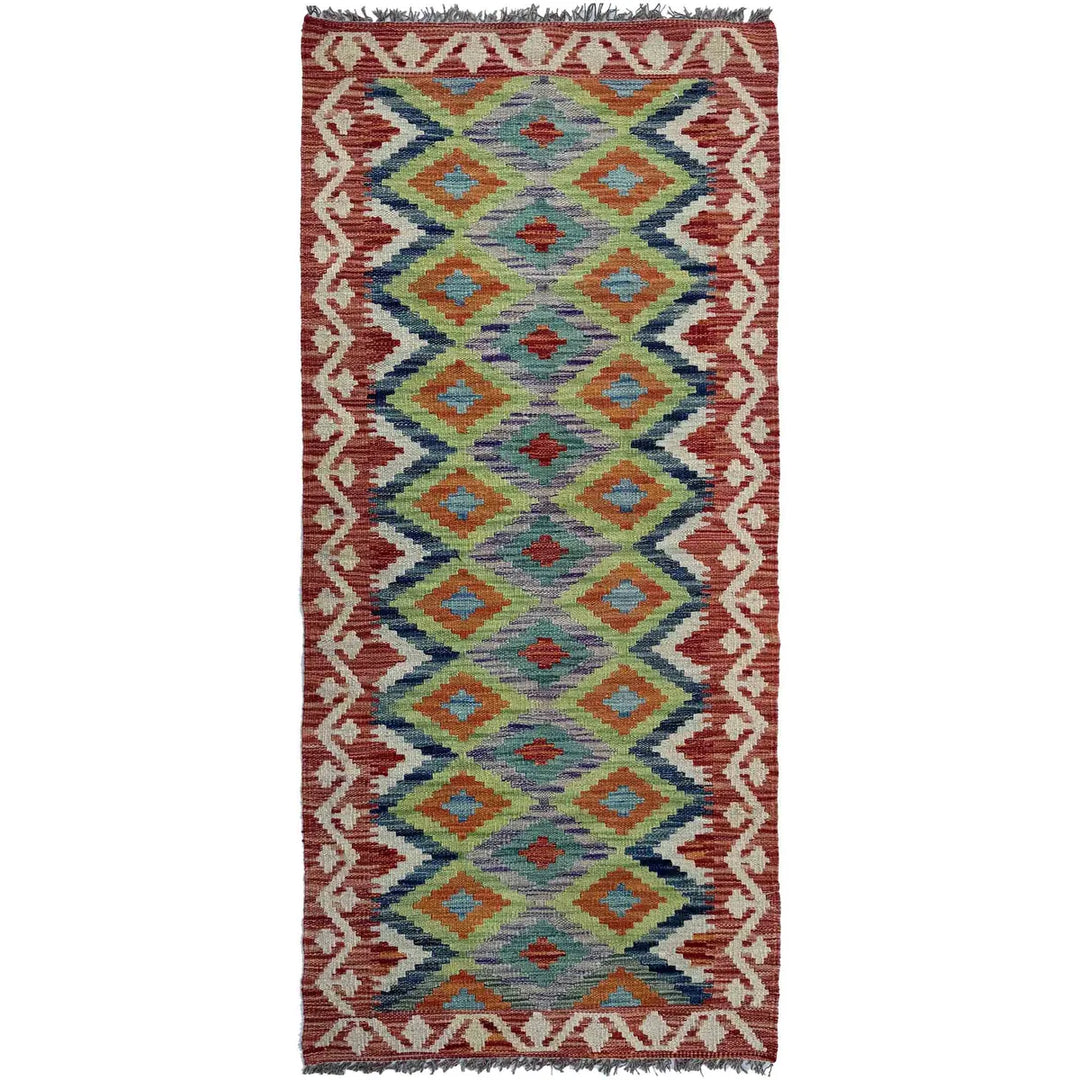 Afghan Vegetable Kilim Rug 2' 5" x 6' 2" Flat-Weave | No. AL61637