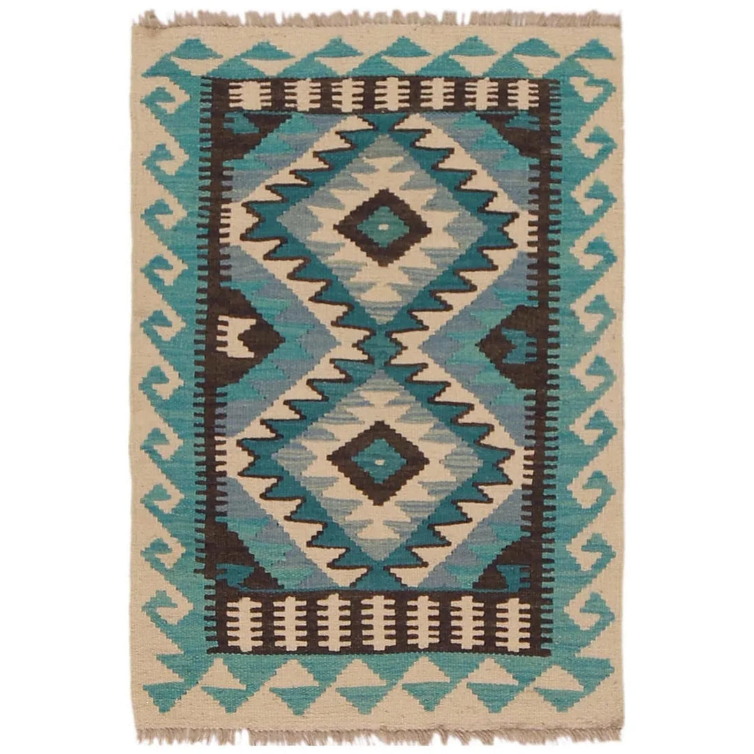 Afghan Kilim Rug 2' 2" x 3' 1" Flat-Weave | No. AL61645