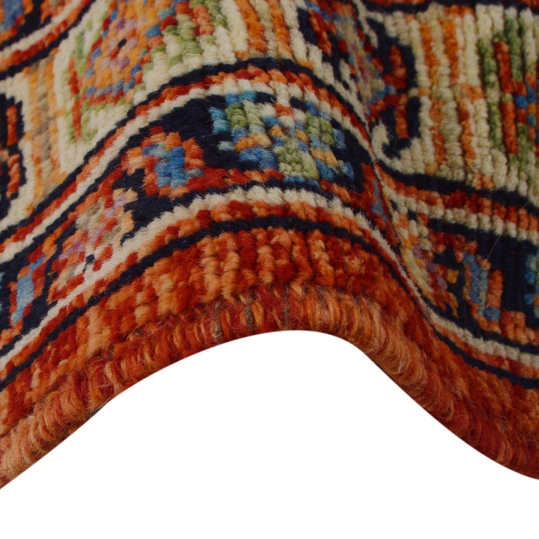 Red Afghan Sherazi Rug 6' 0" x 7' 7" Hand-Knotted | No. AL61666