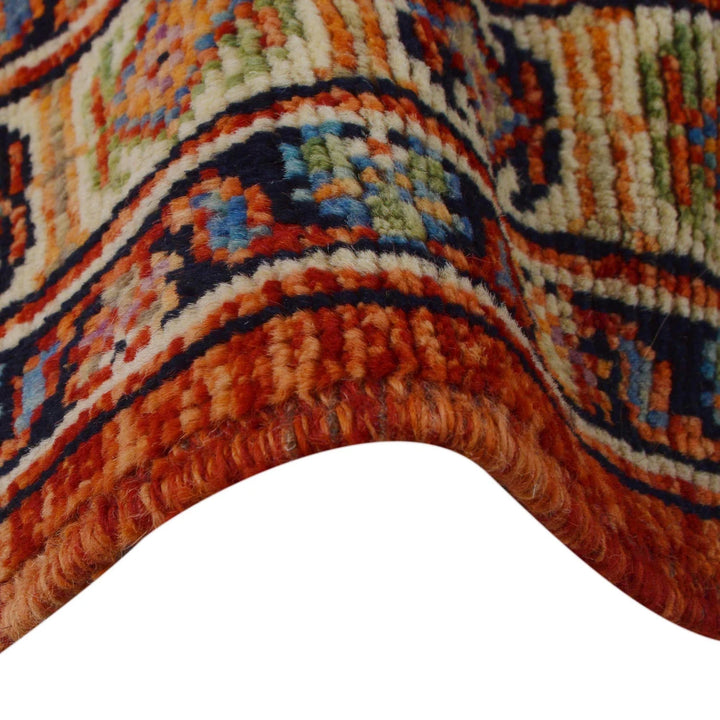 Red Afghan Sherazi Rug 6' 0" x 7' 7" Hand-Knotted | No. AL61666
