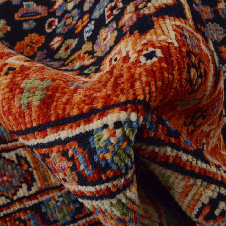 Red Afghan Sherazi Rug 6' 0" x 7' 7" Hand-Knotted | No. AL61666