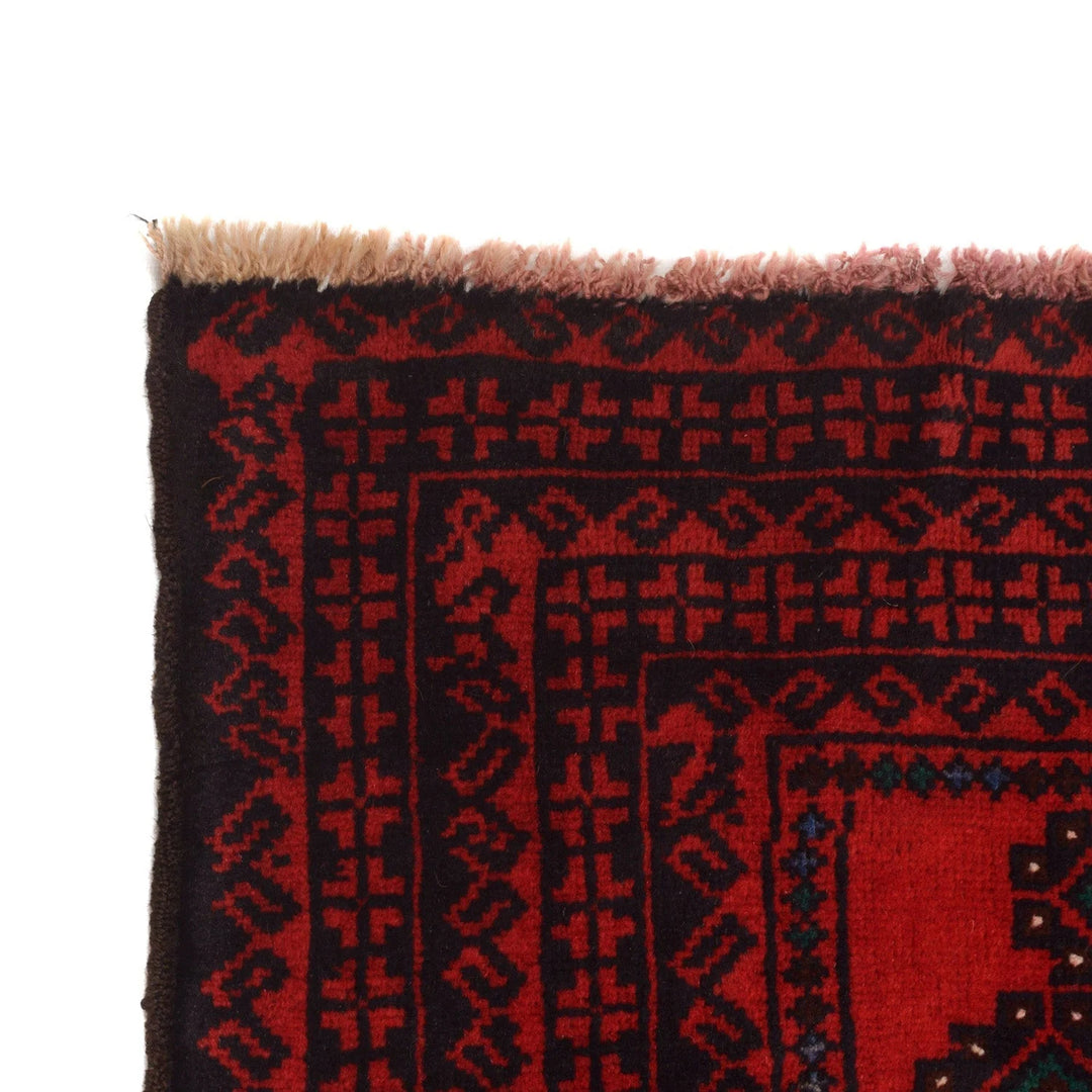 Red Afghan Baluchi Rug 2' 8" x 4' 9" Hand-Knotted | No. AL61900