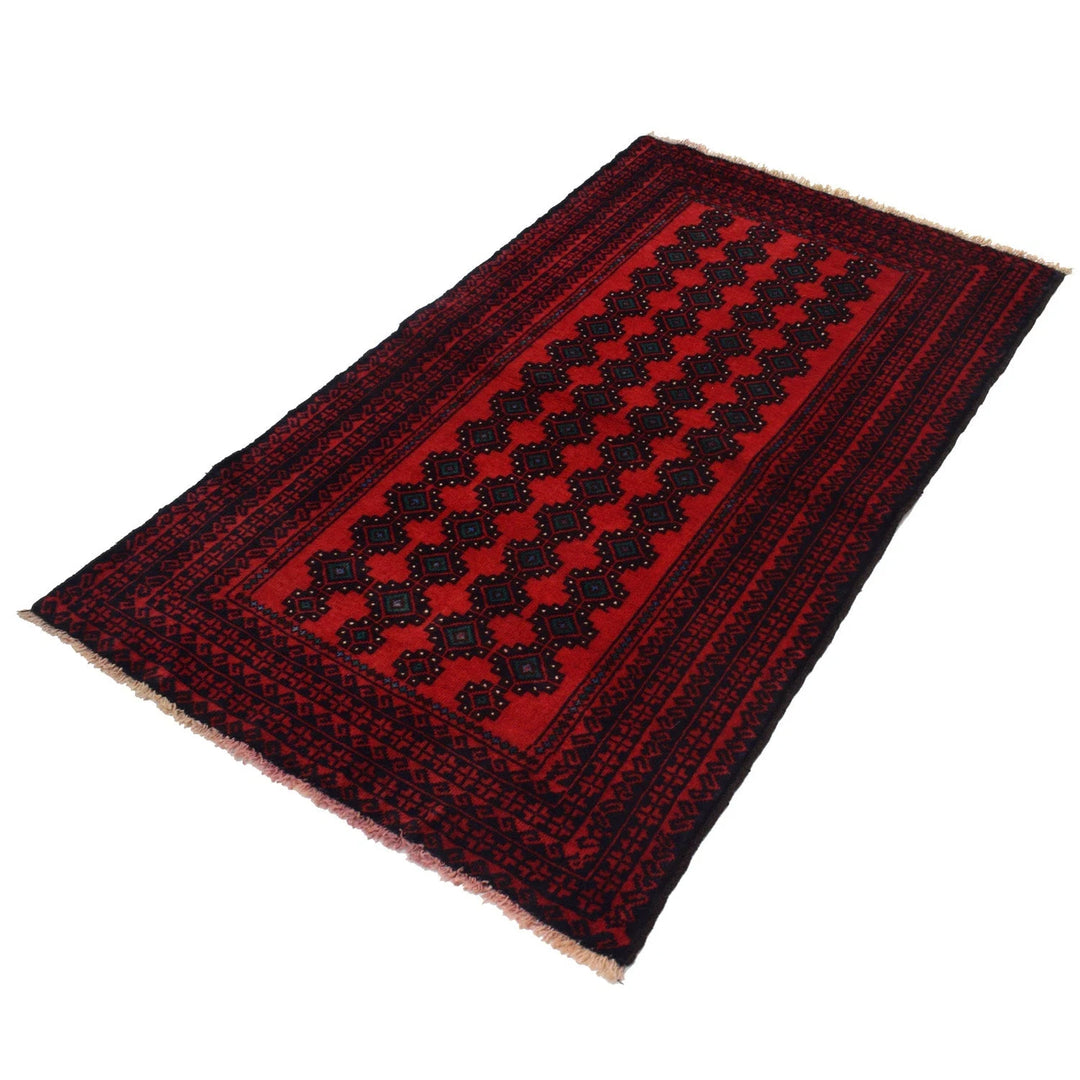 Red Afghan Baluchi Rug 2' 8" x 4' 9" Hand-Knotted | No. AL61900