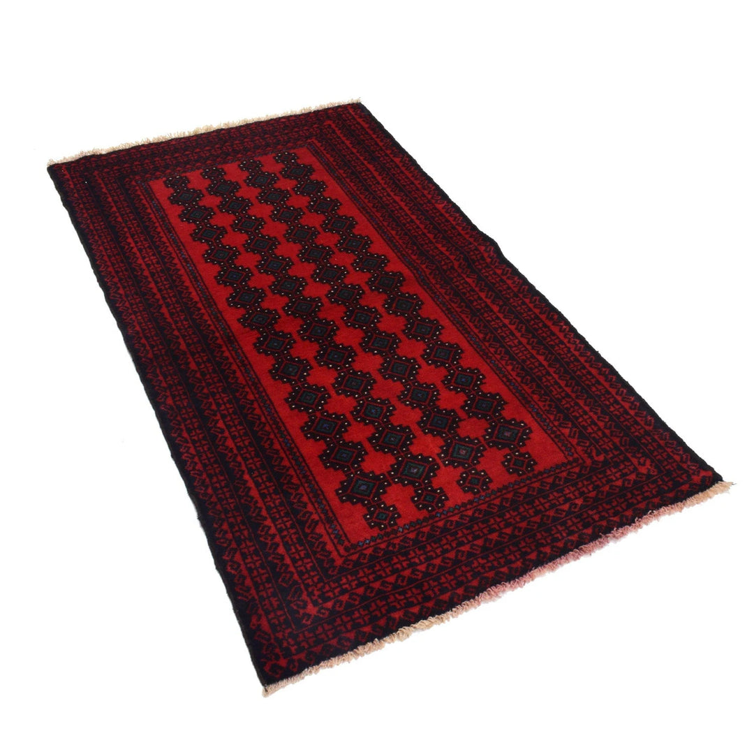 Red Afghan Baluchi Rug 2' 8" x 4' 9" Hand-Knotted | No. AL61900