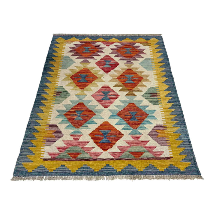 Afghan Vegetable Kilim Rug 2' 7" x 4' 2" Flat-Weave | No. AL619145