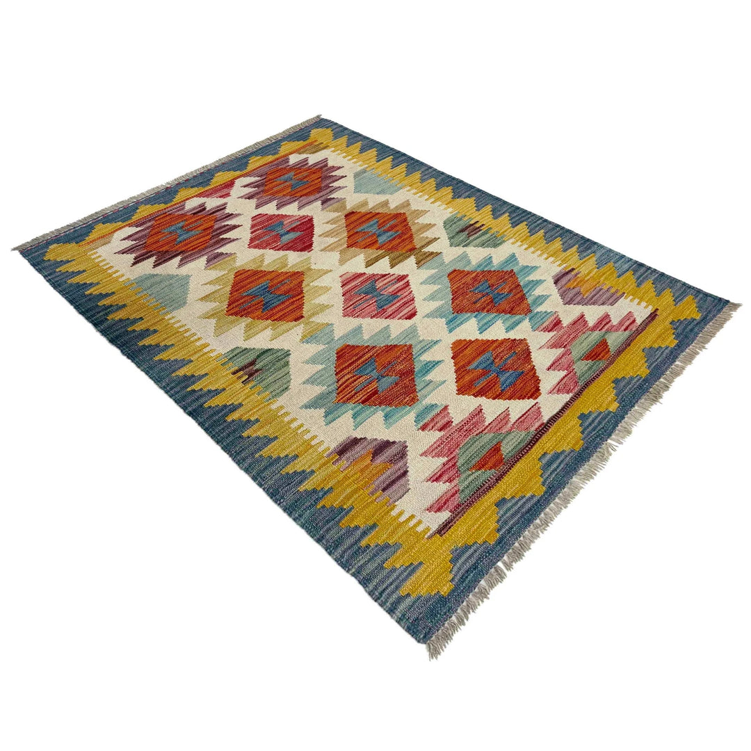 Afghan Vegetable Kilim Rug 2' 7" x 4' 2" Flat-Weave | No. AL619145