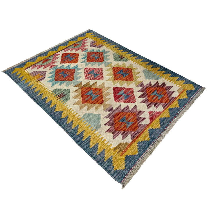 Afghan Vegetable Kilim Rug 2' 7" x 4' 2" Flat-Weave | No. AL619145
