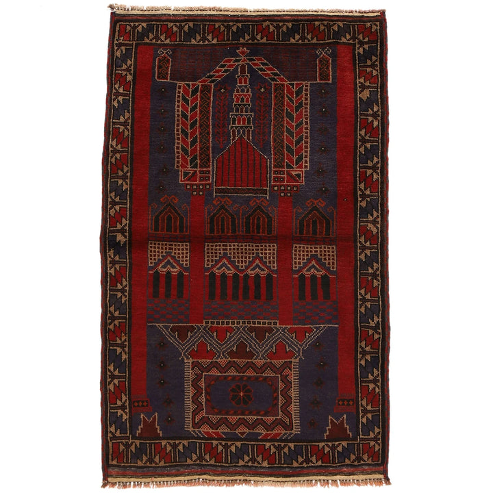 Afghan Prayer Rug 3' 2" x 4' 8" Hand-Knotted | No. AL61950