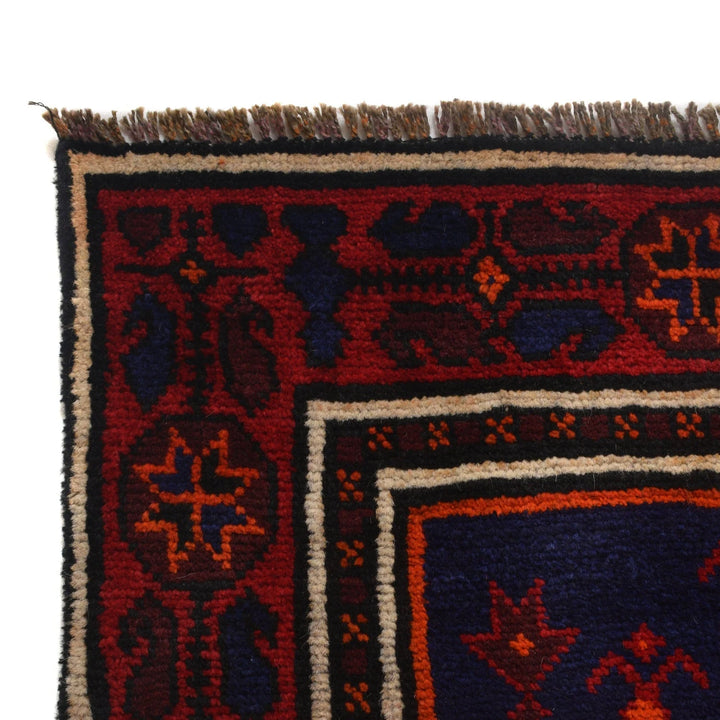 Navy Afghan Baluchi Rug 4' 2" x 6' 5" Hand-Knotted | No. AL61981