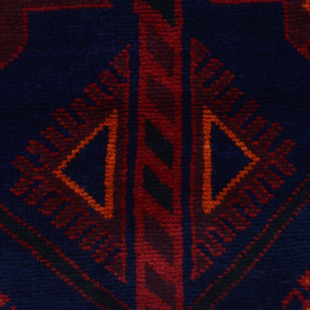 Navy Afghan Baluchi Rug 4' 2" x 6' 5" Hand-Knotted | No. AL61981
