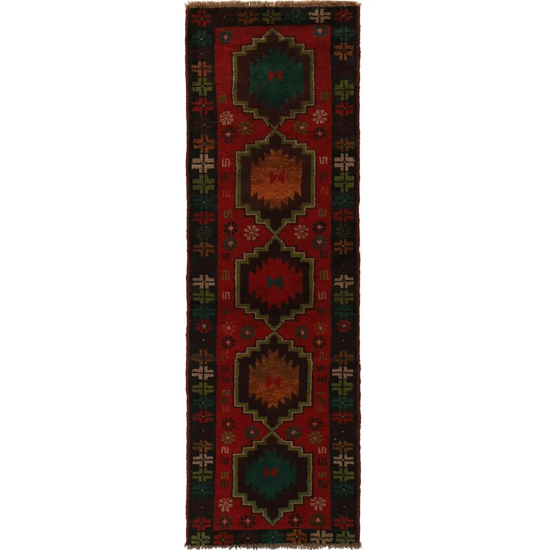 Red Afghan Baluchi Runner 2' 0" x 6' 7" Hand-Knotted | No. AL62015