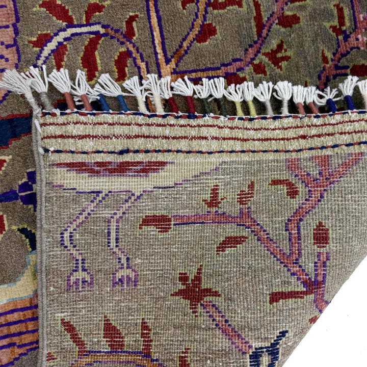 Brown Afghan Tree Of Life Rug 3' 3" x 4' 6" Hand-Knotted | No. AL620306