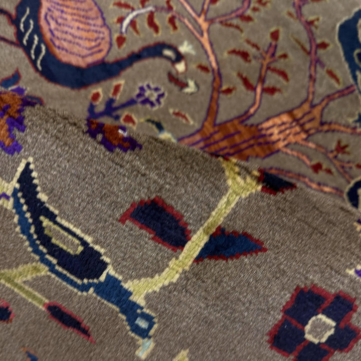 Brown Afghan Tree Of Life Rug 3' 3" x 4' 6" Hand-Knotted | No. AL620306